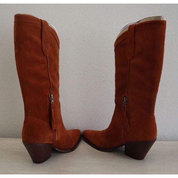 Sam Edelman I2733L2700 Women's Sz 7M Brown Rust Suede Jamie Western Boots - Picture 3 of 12